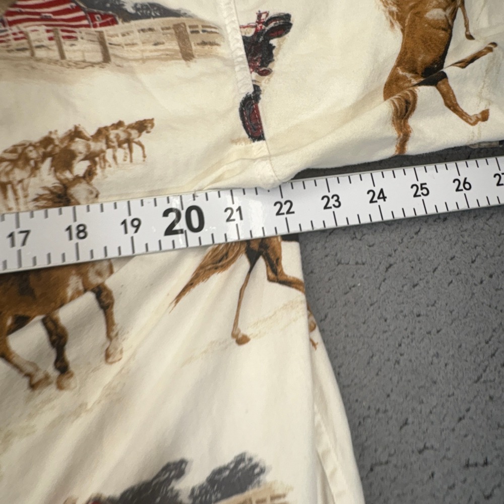 Bit & Bridle Button Up Shirt Mens Large Cream Horse Barn Tractor Street Retro - Picture 3 of 9